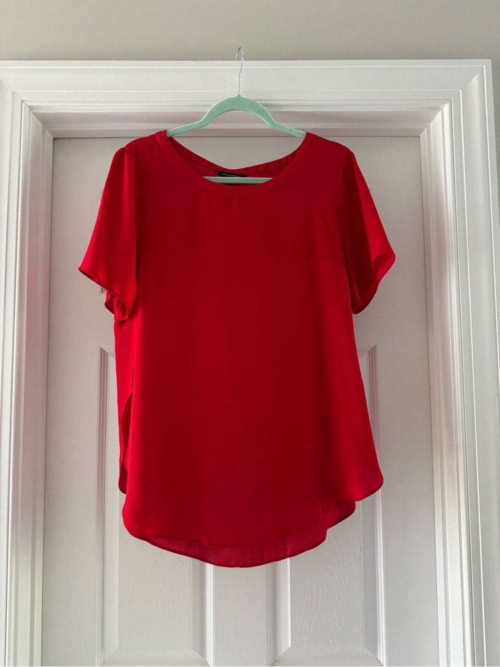 Banana Republic Red Short-Sleeve Crewneck Blouse